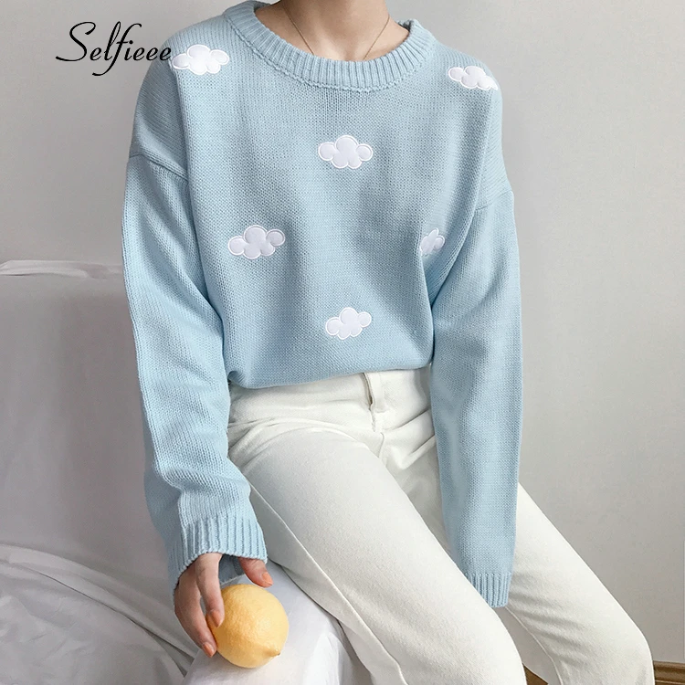 Clouds Sweater Clothing Punk Harajuku Comfy Soft Korean Cute Kawaii Loose Winter Autumn