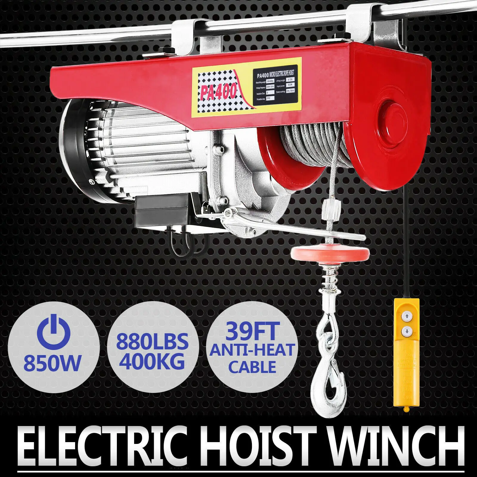 

Warrior Power Products 400kg 240v Electric Hoist Scaffolding Winch Workshop mini electric hoist wire rope electric hoist
