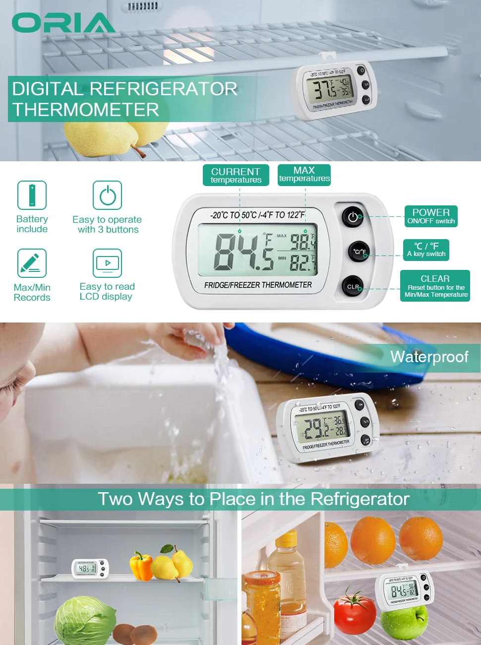 sensor medidor de umidade termômetro higrômetro medidor geladeira termômetro