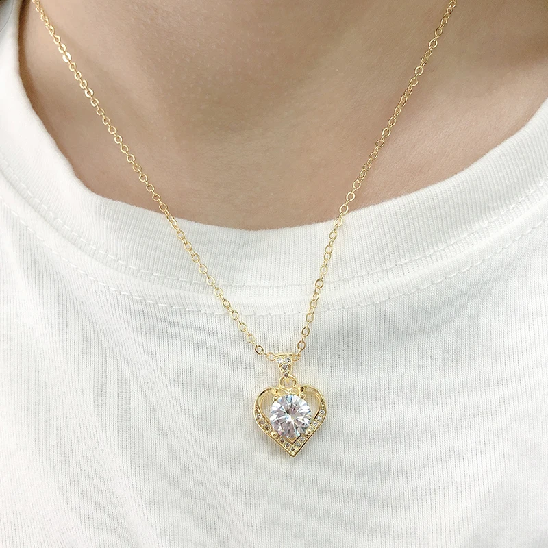 18K Gold Zircon Jewelry Set Promise Ring Stud Earring Necklace - Image 4