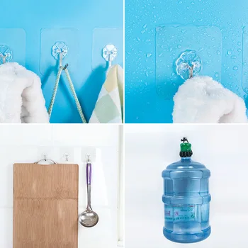 

5 PCS Strong Transparent Free of punch Door Wall Hangers Towel Mop Handbag Holder Self Adhesive Door Wall Hangers