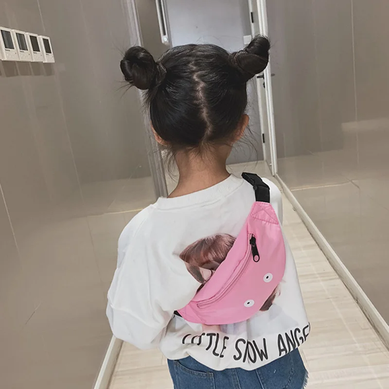 Розовый Детская поясная сумка с милыми глазами, нагрудная сумка для мальчиков и девочек, регулируемый поясной ремень, новые сумки - Цвет: Розовый