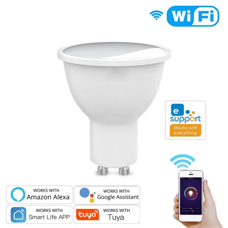 Tuya Smart Spotlight GU10 Wifi Colour Bulb RGBW Spot Light Dimmable Work With Alexa Google Life Ewelink Yandex Alice | Электроника