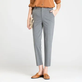 

High Quality 2020 New Women Slim Pants High Waist Formal Elegant Office Lady Ankle-Length Trousers Pantalon Femme