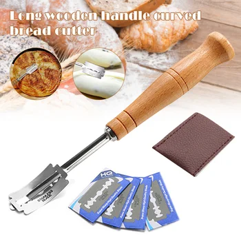 

Bread Bakers Cutter Slashing Tool Bread Lame Dough Scoring Blade Tools Making Razor Cutter Curved Knife With Leather Protective