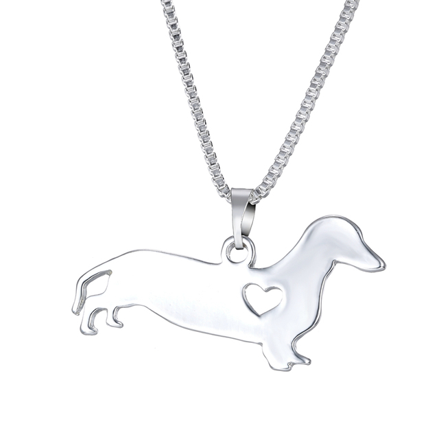Animal Dog Pendant Necklaces For Women Dog Pet Silver Color Chain Hollow Heart Charms Choker Dropshipping Friendship Gifts