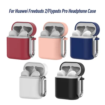 

Silicone Cover Earphone Casefor Freebuds 2 Pro Metal Carabiner Hook Protective Cases for Huawei Honor FlyPods Fly Pods Pro