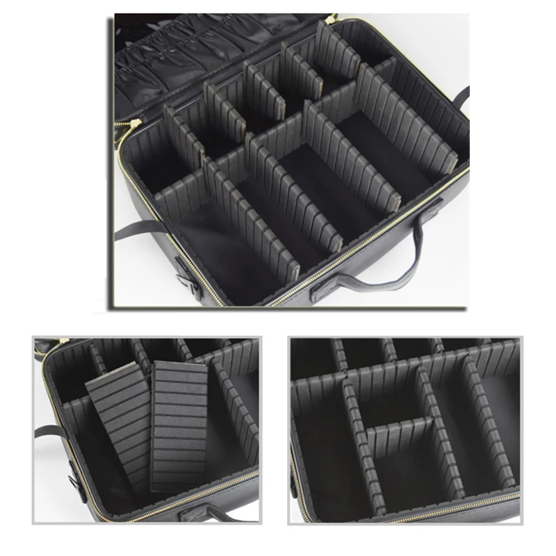 Makeup Bag New PU Leather Makeup Bag Large Capacity Compartment Travel Tattoo Storage Cosmetic Case