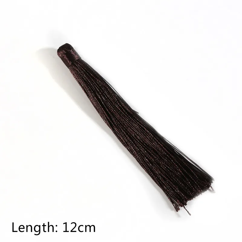 Dark Brown 12 см шелк бахрома Ремесло Бахрома для Ювелирные изделия с кистями DIY бахрома занавеска висячая одежда подвеска автомобиль сумка украшение дома Шитье - Цвет: Dark Brown