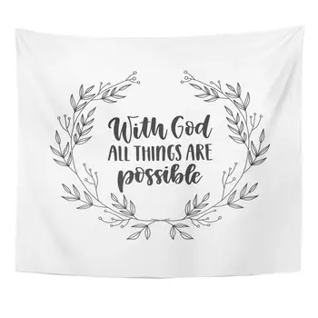 

Abstract White Christian Religion with God All Things are Possible Hand Lettering Jesus Believe Tapestry Home Decor Wall Hanging
