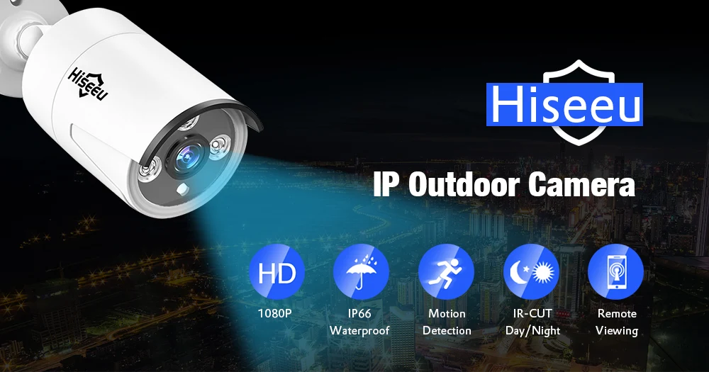 Hiseeu HB612 POE IP камера 3,6 сеть внешние камеры IP Обнаружение движения ночного видения инфракрасная Запись видео Домашняя безопасность
