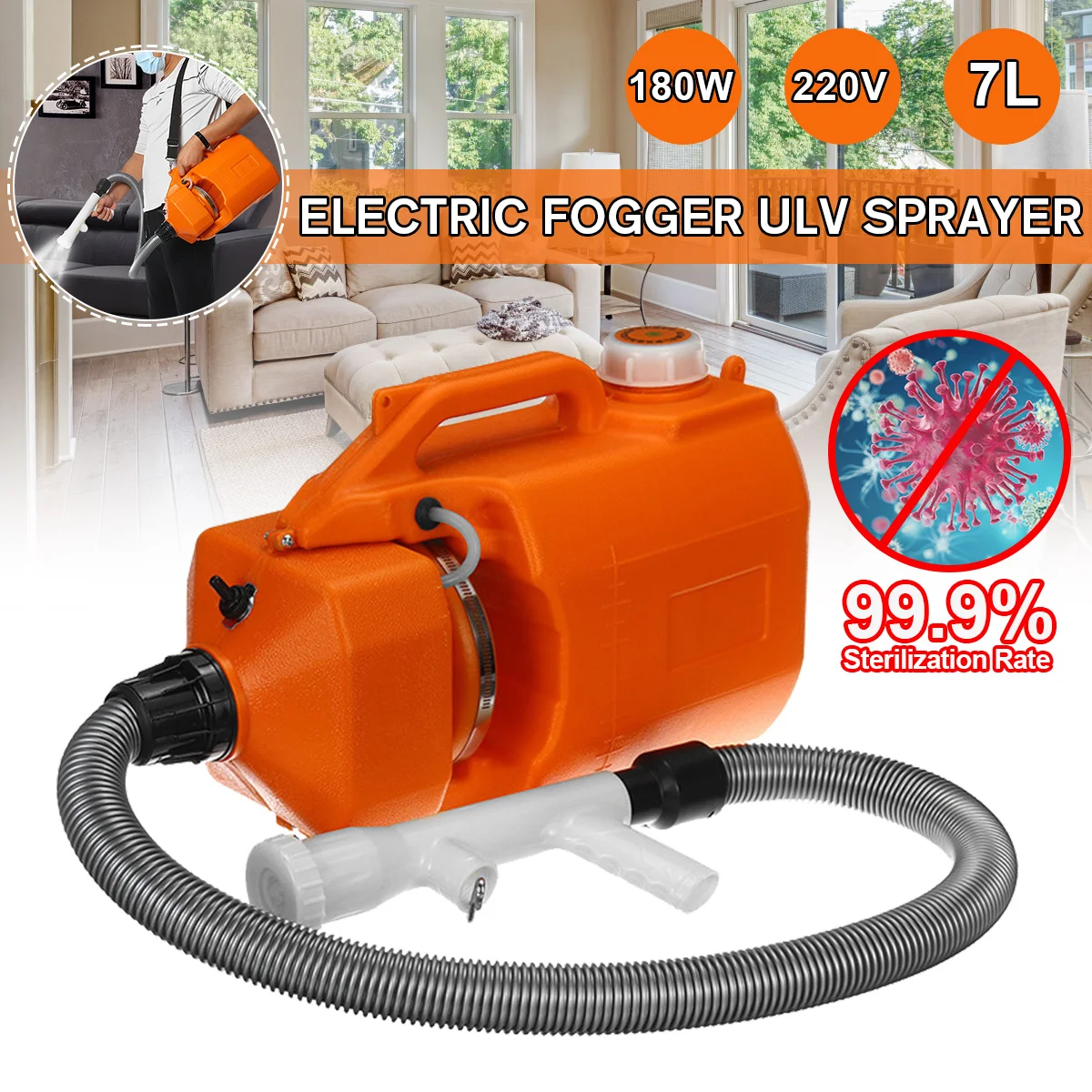 

1800W 7L Electric ULV Fogger Ultra Capacity Sprayer Mosquito Killer Disinfection Machine Insecticide Atomizer Intelligent Fogger