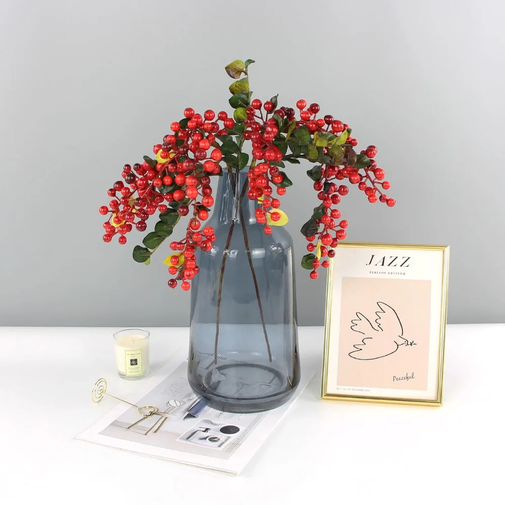 berries twig artificial berry red holly berries Christmas picks Thanksgiving decor fall floral picks (3)