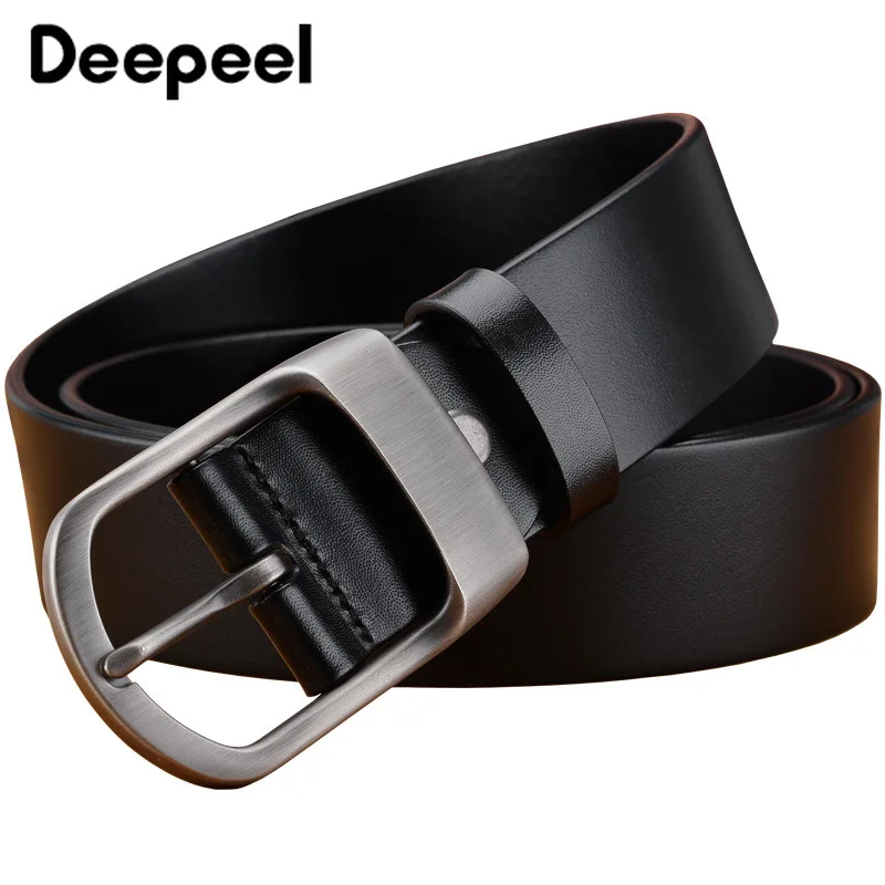 Deepeel 3.8X105-160 см высококачественные первый слой воловьей кожи ремни для мужчин Роскошные модные из натуральной кожи с металлической пряжкой YB275