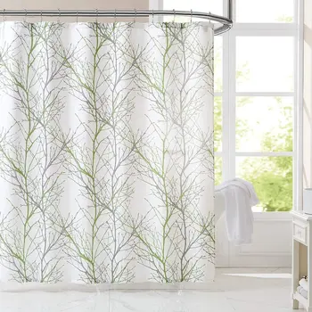 

Branch Printing Washable Waterproof Modern Bathroom Shower Curtain Fabric
