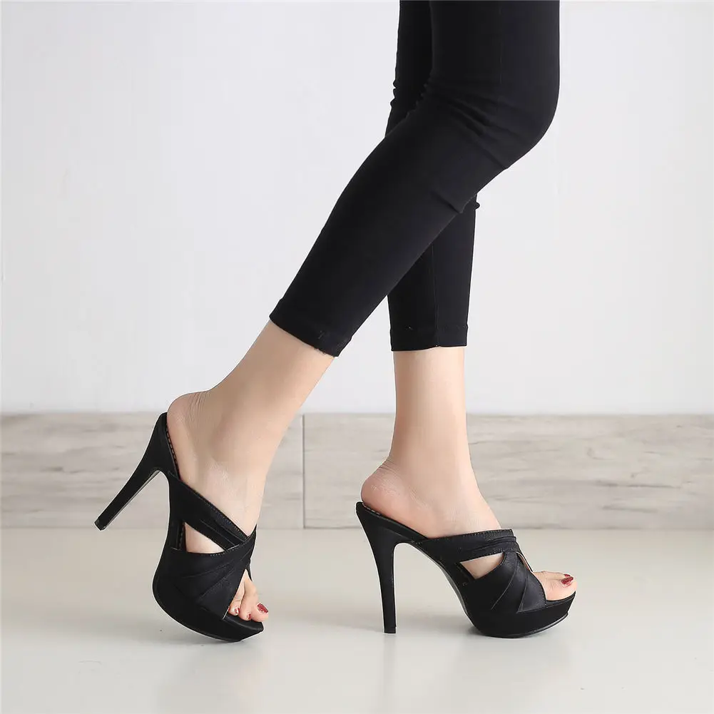 

SARAIRIS 2019 Top Quality Sexy Big Size 43 Party Mules Pumps Woman Shoes Wholesale Thin High Heels Platform Shoes Women Sandals