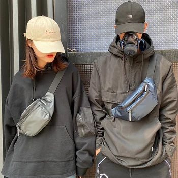 

Waterproof Men Chest Bags Solid Pu Fashion Chest Pack Outdoor Crossbody Bag Large Capacity Unisex Belt Bags Clutch Chest Packs