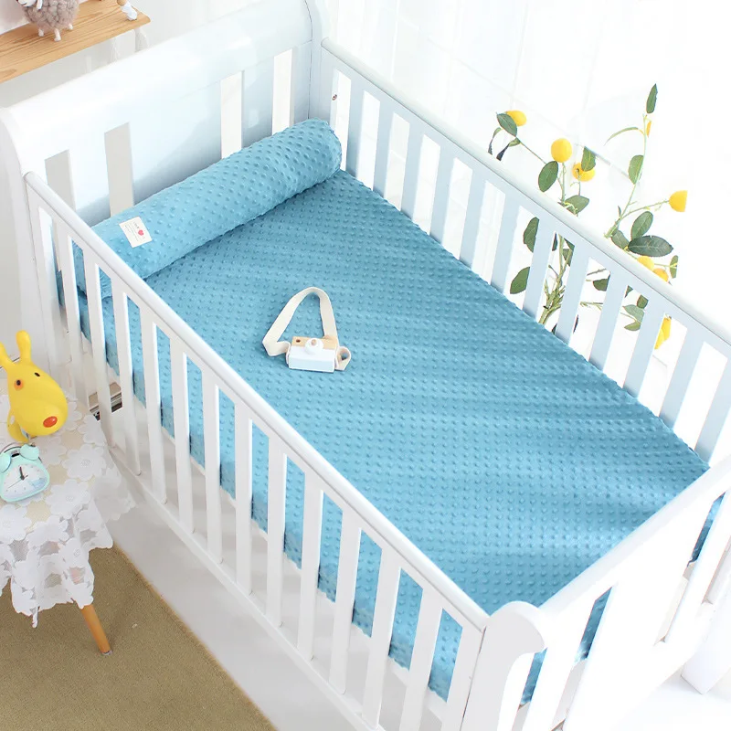 

Скандинавская натяжная простыня для новорожденных, детская кроватка, эластичная хлопковая однотонная ткань в горошек, комфортная кровать