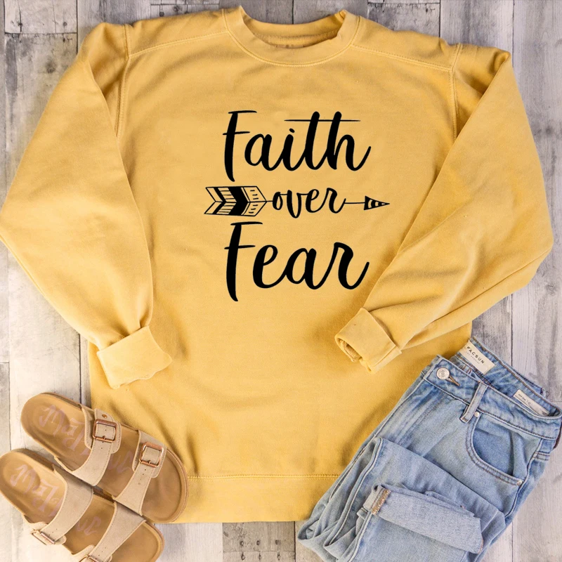 Женская толстовка с надписью «Faith of Fear Christian» из чистого хлопка с надписью «religion» для крещения и крещения