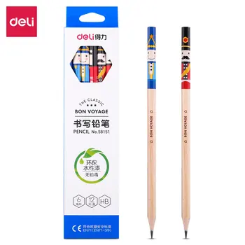 

Deli 12pcs/box HB Cartoon Style Writing Drawing Material Wood Pencil for Kids Graphite Pencils Scholl Supplies Gift 58151