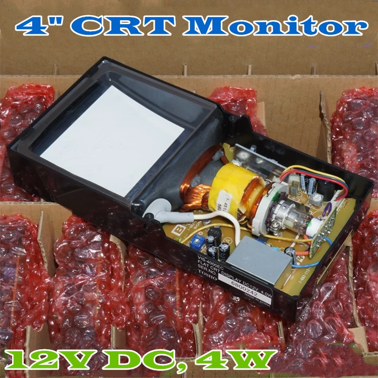 Micro 4 "Crt 12V 4.2W Monitor Bianco E Nero Schermo Crt Vintage Tubo Immagine Elettronica