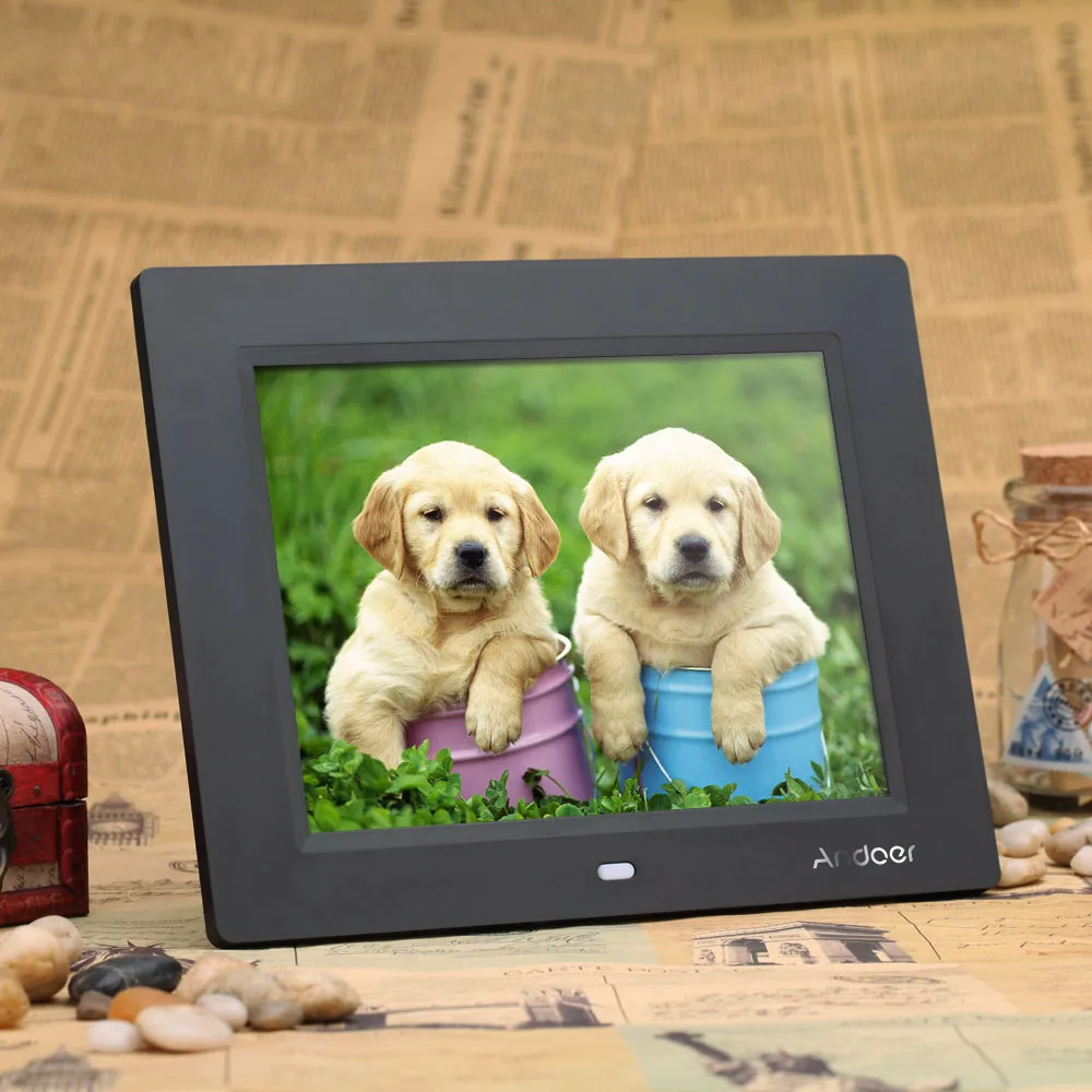 Andoer 8'' Ultrathin HD TFT-LCD Digital Photo Frame Alarm Clock MP3 MP4 Movie Player with Remote Desktop Digital Photo Frame