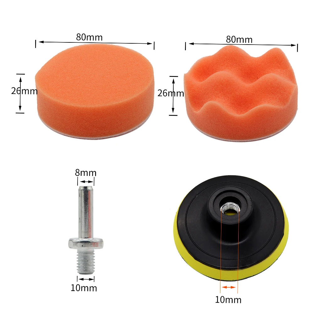 KKMOON 7Pcs Drill Buffing Sponge Pads Car Foam Polishing Pads Kit for Car Buffer Polisher Sanding Waxing Sealing Glaze