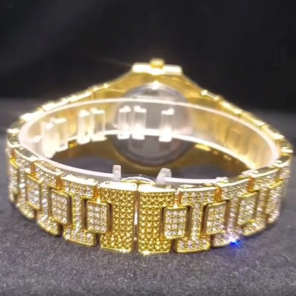 Часы наручные мужские кварцевые с фианитом люксовые модные полностью алмазные в