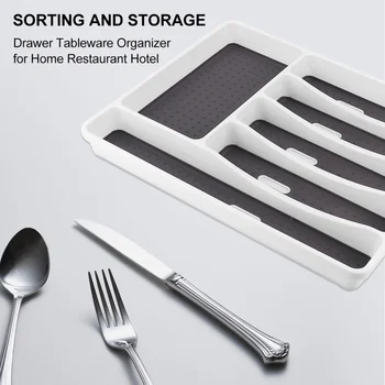 

Kitchen Tableware Forks Cutlery Storage and Sorting Box Drawer Tableware Organizer for Home Restaurant Hotel (White)