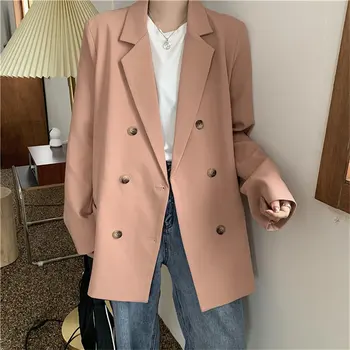 

ZCWXM High Quality Loose Blazers Stylish Girls Women Casual Vintage Solid 2020 Gentle Tops OL All Match Chic Streetwear Blazers