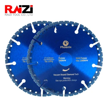 

Raizi 2Pcs Vacuum Brazed Cutting Blade Multi Purpose Cutting Dics Cast Iron Rebar Steel Plastic 4.5-9 inch Diamond Saw Blade