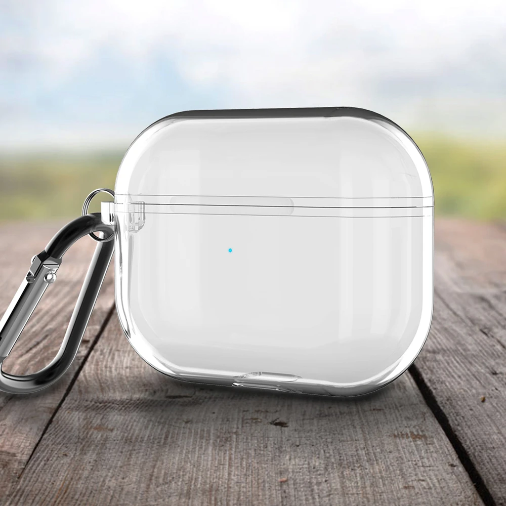 Защитный чехол для AirPods Pro с брелоком противоударный 3 белый прозрачный из