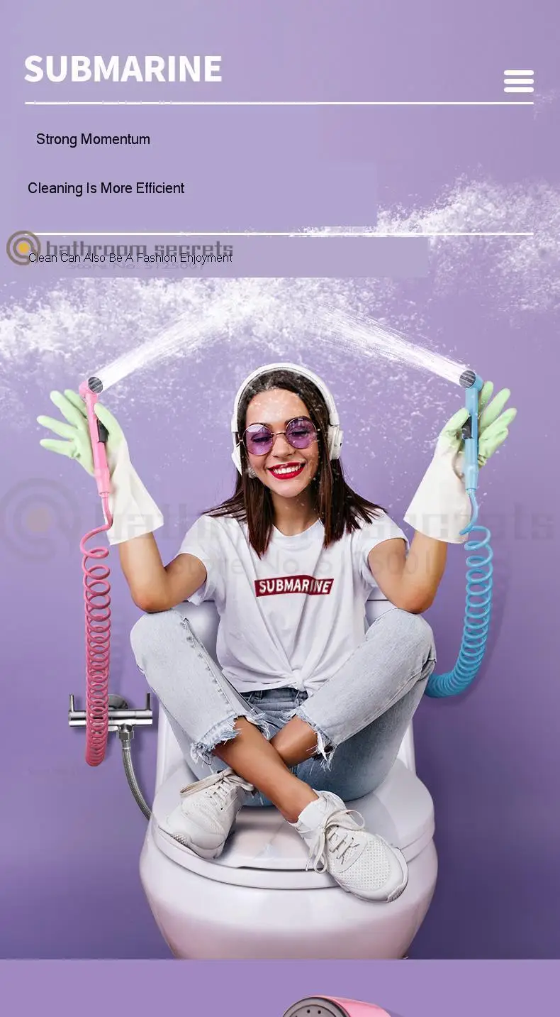 Submarine Toilet Mate Spray Gun Washer Washer Bottom Flushing Nozzle Toilet Pressurized Cleaning Artifact Shower Cleaner