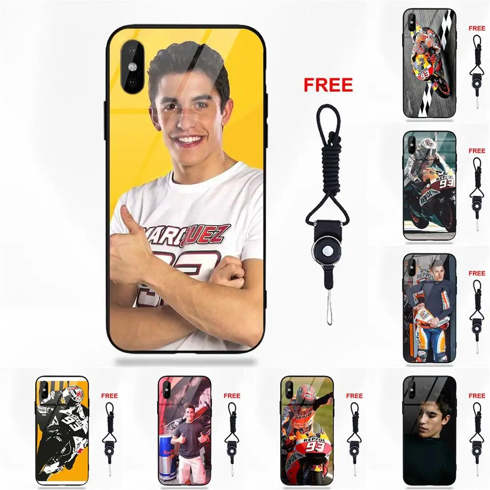 

Omdnwd Marc Marquez Moto Gp 93 Soft TPU Frame+Tempered Glass New Style For Apple iPhone 5 5C 5S SE 6 6S 7 8 Plus X XS Max XR