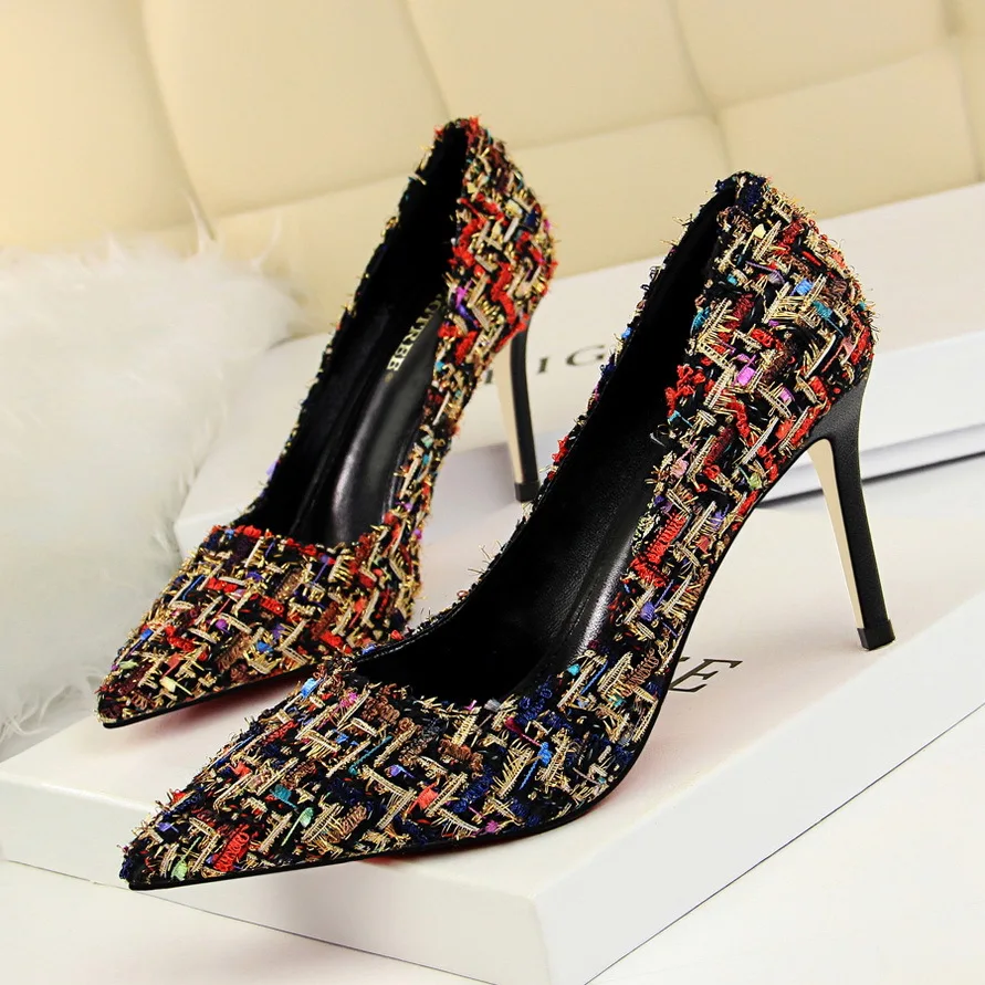 

Fashion Leisure Women Basic Pumps Slip-On Super High Thin Heels Single Shoes Casual Pointed Toe Air Mesh Ladies Pumps