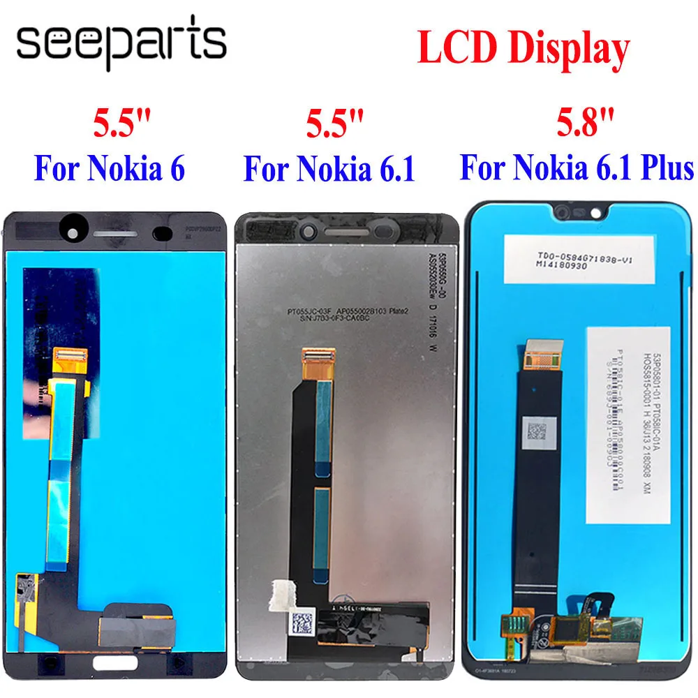 Для Nokia6 Nokia 6 1 ЖК дисплей сенсорный экран дигитайзер X6 2018 TA 1045 1050 для Plus Замена|6 lcd