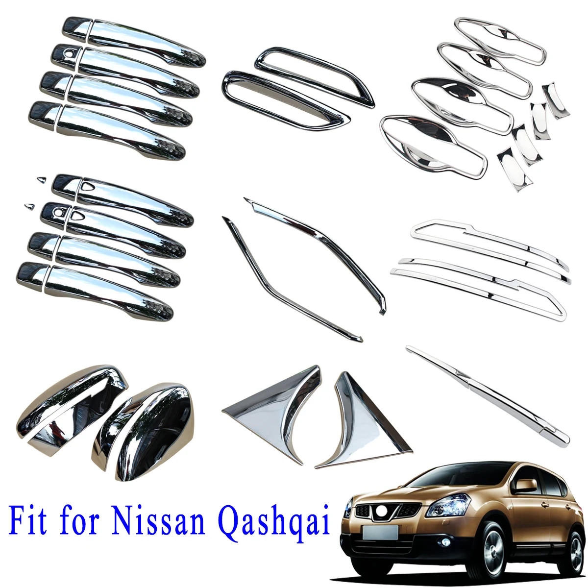 

Chrome Accessories For Nissan Qashqai J11 Rouge sport Fog Light Rear View Mirror Grille Cover Trim 2015 2016 2017 2018 2019