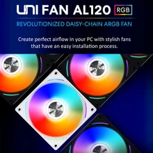 Lian Li UNI FAN AL120 Daisy Chain L Connect 2 Software Fan,PWM ARGB Fan,Brushed Aluminum Trim ,Black ,White