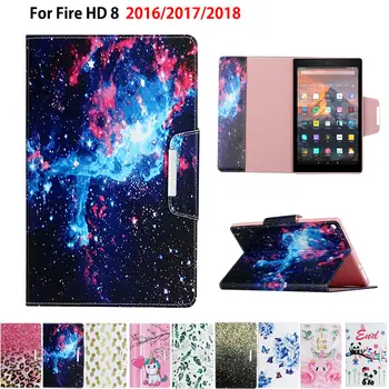 

Case For Amazon Fire HD 8 2018 2017 2016 Funda Cover For Fire HD8 2018 6th 7th 8th Generation Cartoon Print Coque Shell Capa