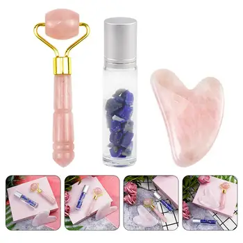 

1 Set Natural Jade Massager Roller Scraping Plate Essential Oil Bottle Jade Bottle Massaging Roller Dorm Salon Beauty Apparatus