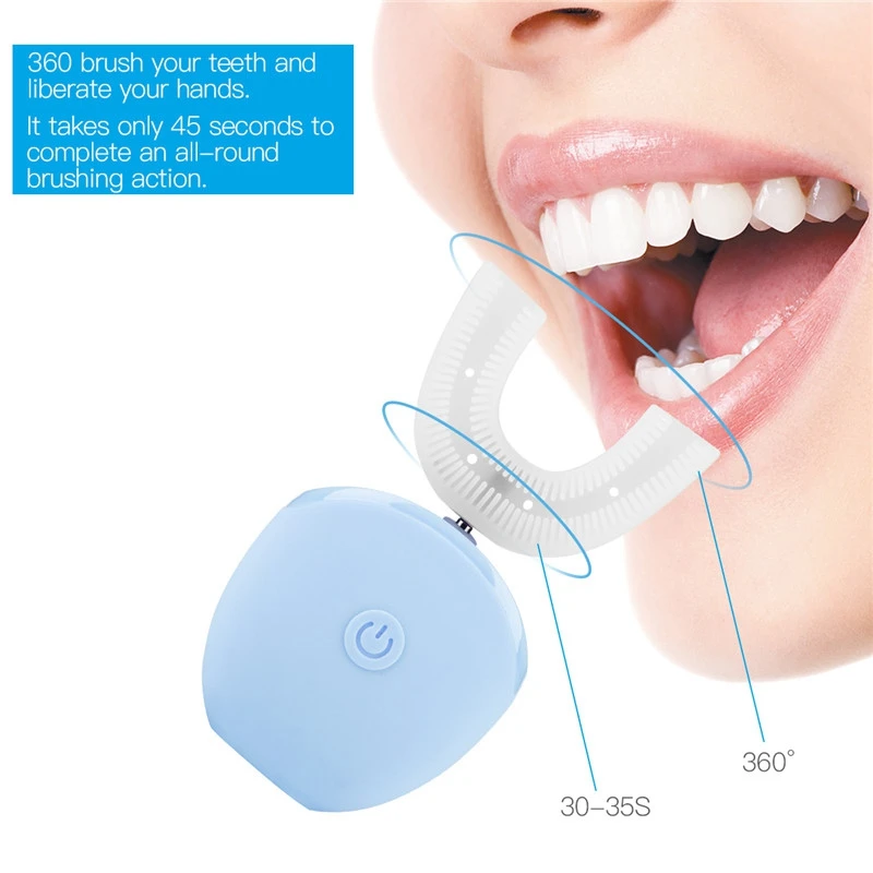 U Форма автоматический sonic Электрический Зубная щётка 360 градусов ультра sonic Зубная щётка Водонепроницаемый Силиконовые Зубы очищение, отбеливание инструмент