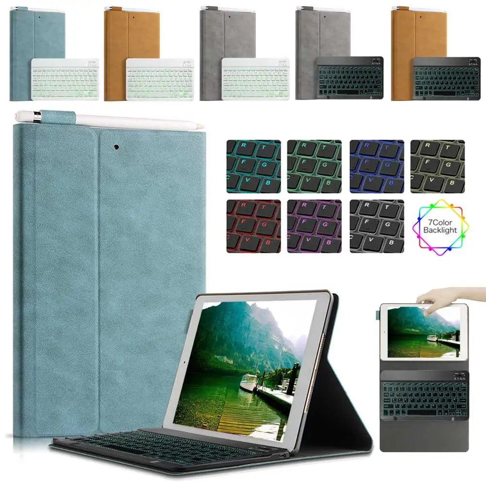 

Tablet Cover For iPad 9.7 inch 2017 2018 iPad 5th 6th Case PU Leather Stand Cover For iPad Air Air 2 Backlight Keyboard Case