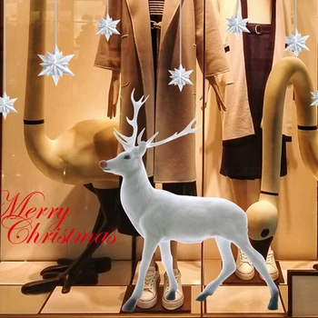 

Wall Stickers Christmas Window Clings Cute Reindeer Window Stickers Decals for Home Shop Decoration