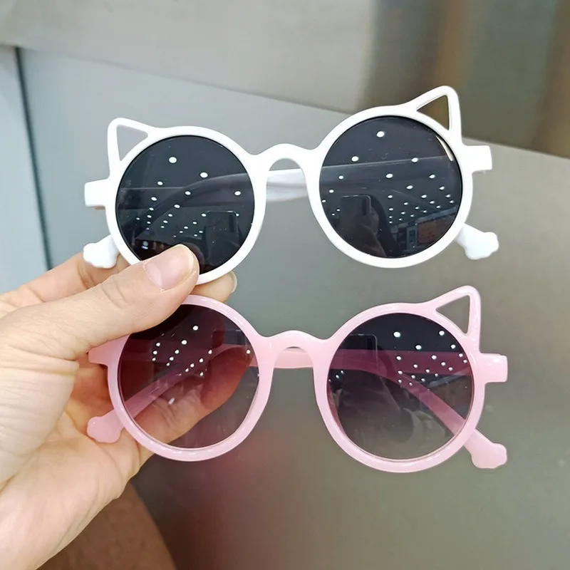 Gafas de sol redondas con forma de ojo de gato para niños y niñas, anteojos de sol Retro para niños y niñas, gafas de sol para bebés con protección UV para conductores