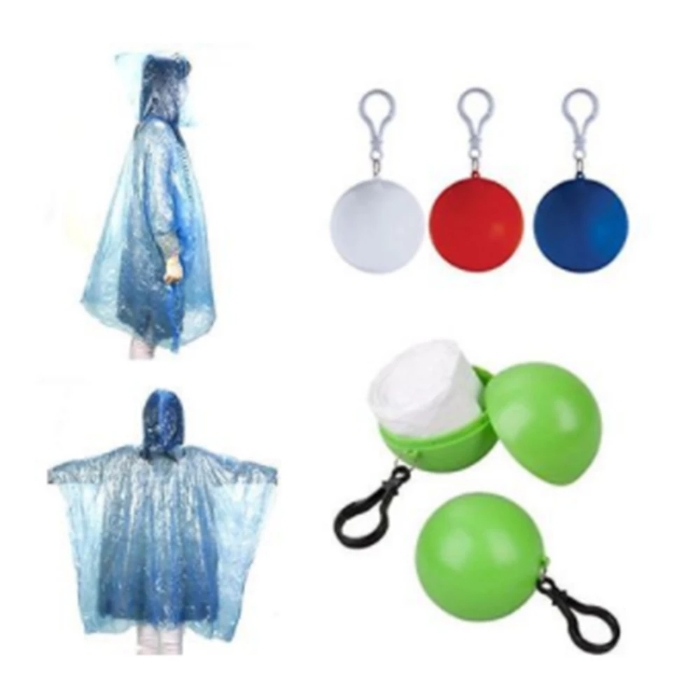 1Pc Colorful Portable Raincoat Disposable Rain Jacket Poncho Unisex Rainwear Keyring Ball Key ring raincoat | Дом и сад