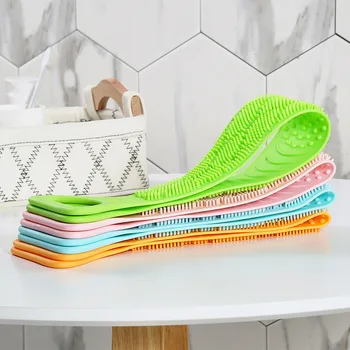 

Random style Silicone Bath Towel Men's and Women's Strong Backrubbing Rubbing Gray Artifact Strip Back Exfoliating Scrub Bath