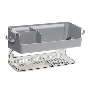 

2 Tiers Shower Caddy Easy Install Storage Basket Kitchen Bathroom Drainage Design Waterproof Punch Free Removable Shampoo Holder