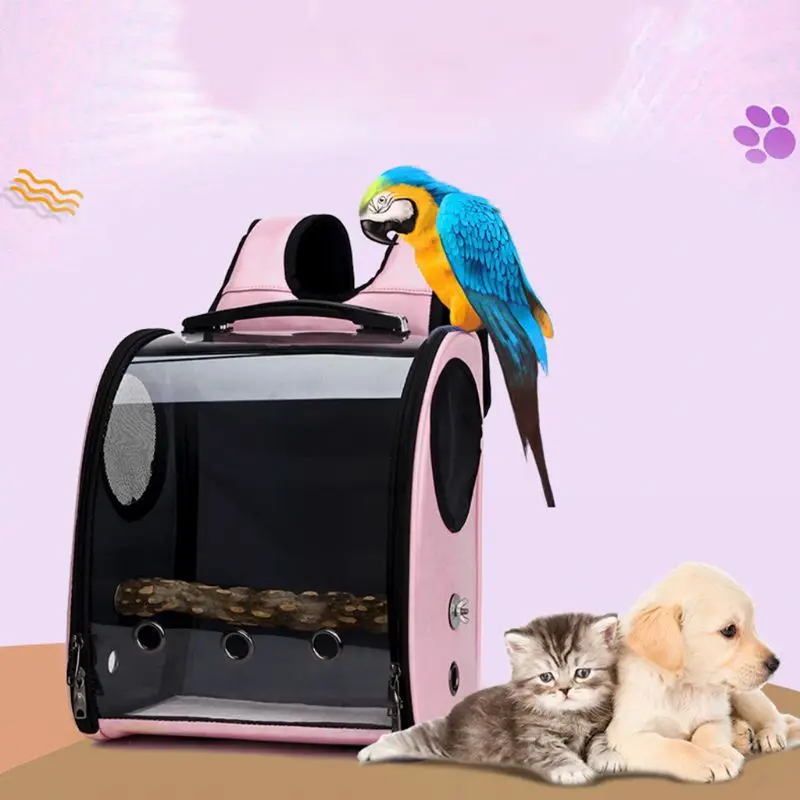 Рюкзак для перевозки животных для попугая птица переноска дорожная сумка Прозрачная крышка дышащая D5BD