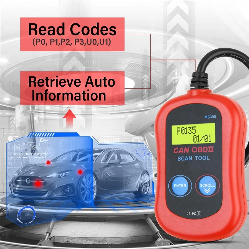 MS300 OBD2 OBDII сканер код ридер Расширенный может диагностический инструмент сканирование выключить контрольный светильник двигателя проверить состояние монитора