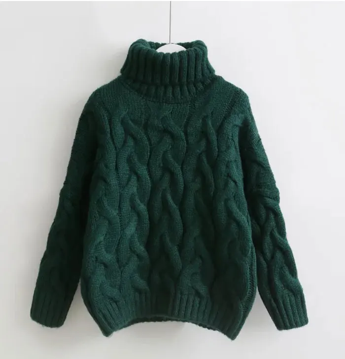 Женский свитер с высоким воротом, Осень-зима, Европейский Повседневный теплый свитер, женский свитер большого размера